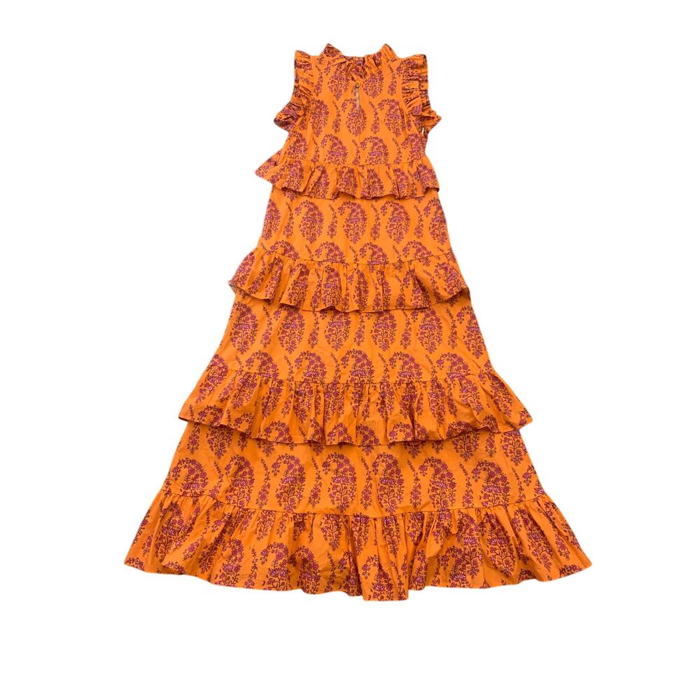 M.D.S.‎ Stripes Women's Orange Floral Paisley Long Dress